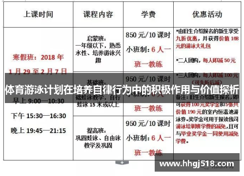 体育游泳计划在培养自律行为中的积极作用与价值探析